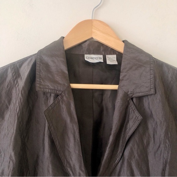 Chico’s Silk Blend Dark Brown Lightweight Blazer Size 12 - Picture 5 of 6